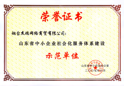 本网获得“山东省中小企业社会化服务体系建设示范单位”荣誉称号